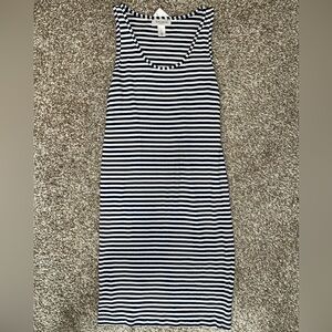 Striped Navy and White Sleeveless Maternity Dress